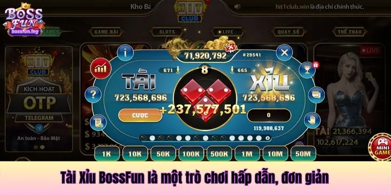 Tài Xỉu BossFun là một trò chơi hấp dẫn, đơn giản Tài Xỉu BossFun